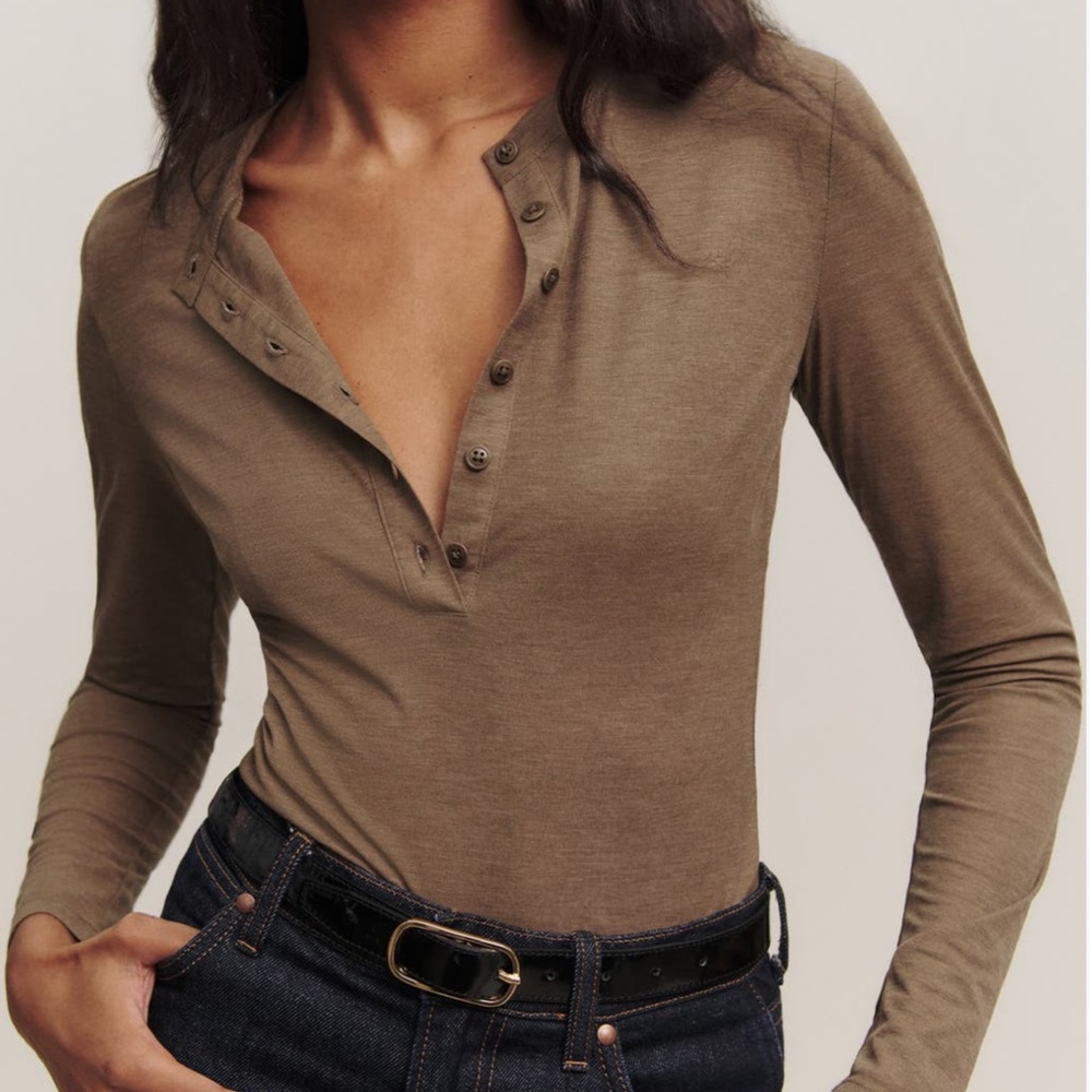 Reformation Harriet Knit Henley Top